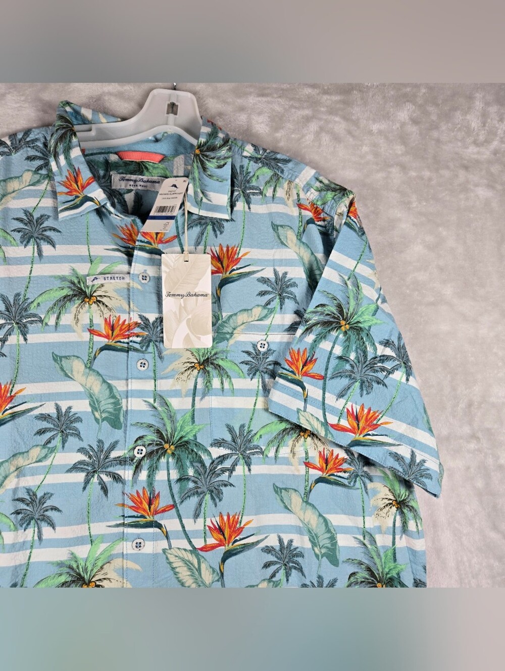 Tommy Bahama Mens XL Button Shirt Nova Wave Palmero Stripe Floral Seersucker NWT - Picture 3 of 10